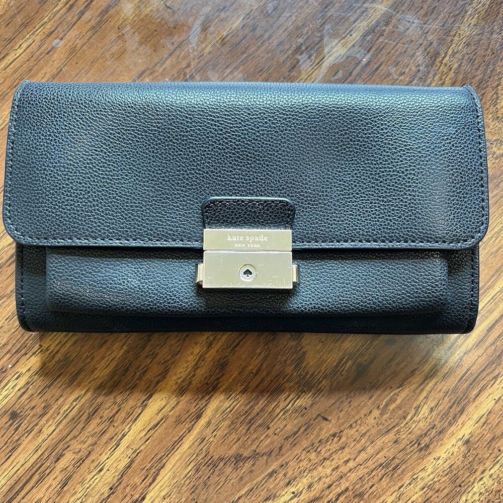 Kate Spade Voyage Black Pebble textured Crossbody Wallet NO STRAP